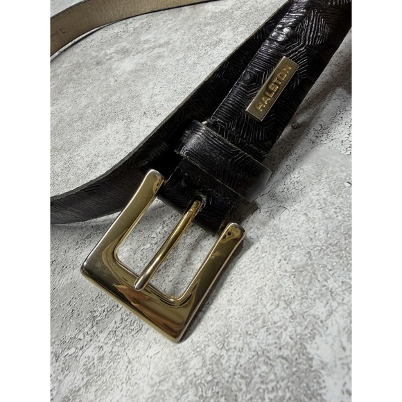 Halston Heritage Jackets & Blazers - Halston Italian Calf Leather Belt Womens Large Black Textured Solid Brass Buckle